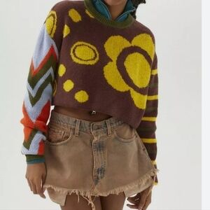 BDG Rio Floral Crop Sweater